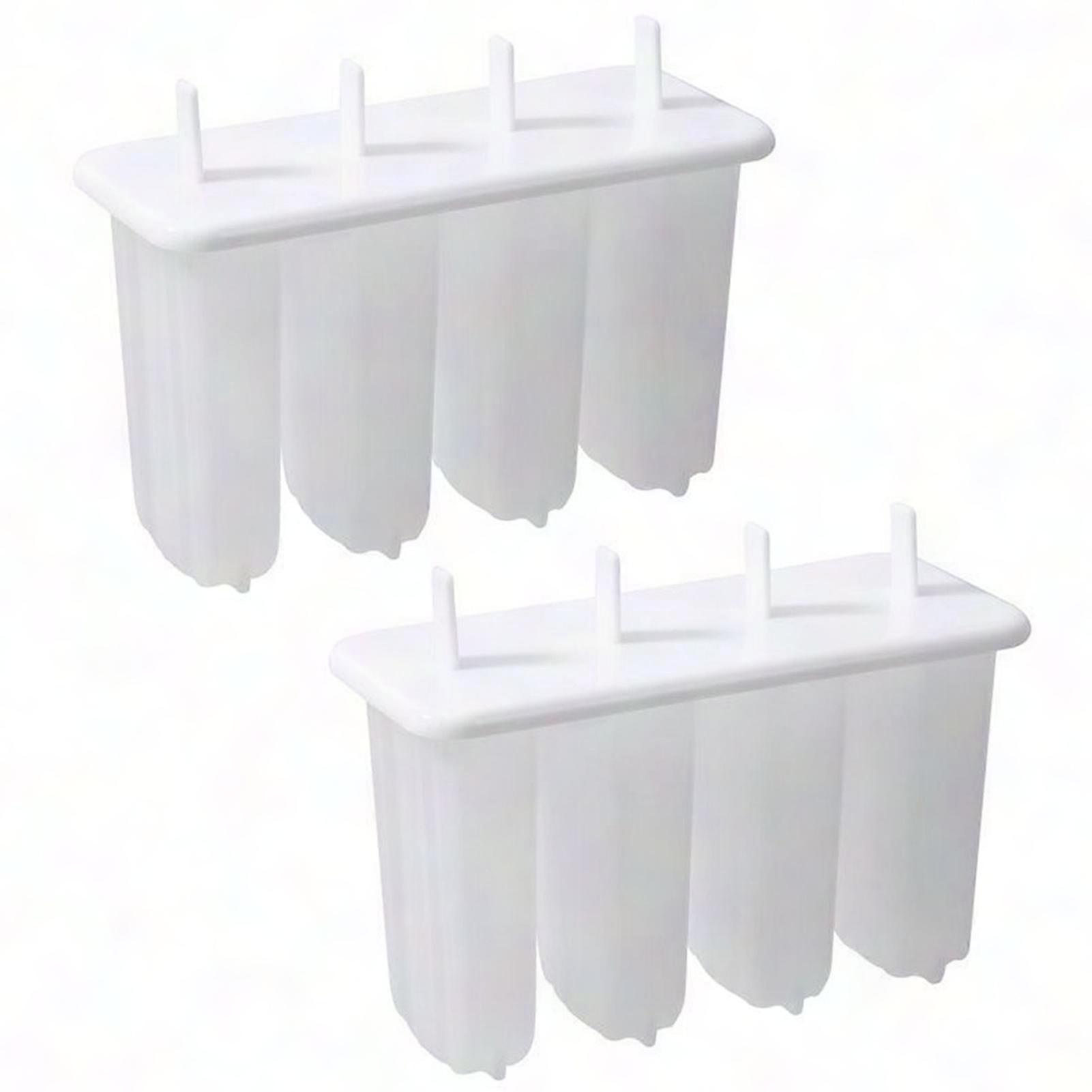 2Pcs Silicone Ice Cube Molds with Lid & Stick - Food Grade, Non-Stick, Reusable, Easy Demoulding, Eco-Friendly 4-Cavity Popsicle Molds