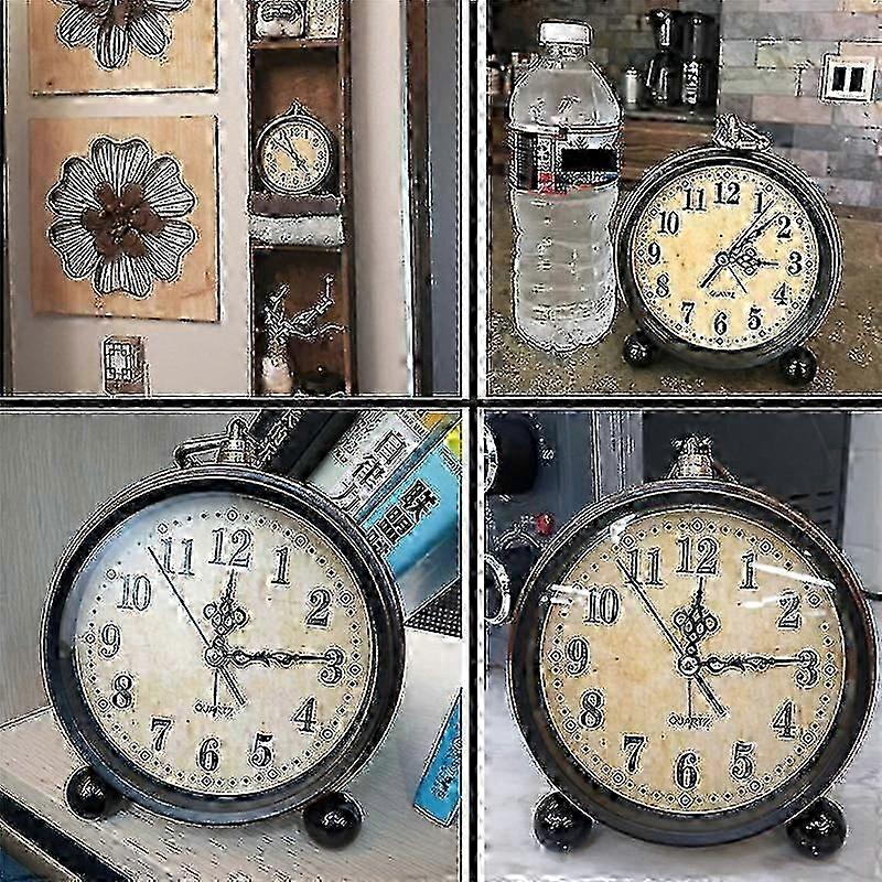 ビンテージ吊り下げ式バッテリー目覚まし時計メタルナイトライトスーパーサイレントテーブルデスククォーツ時計