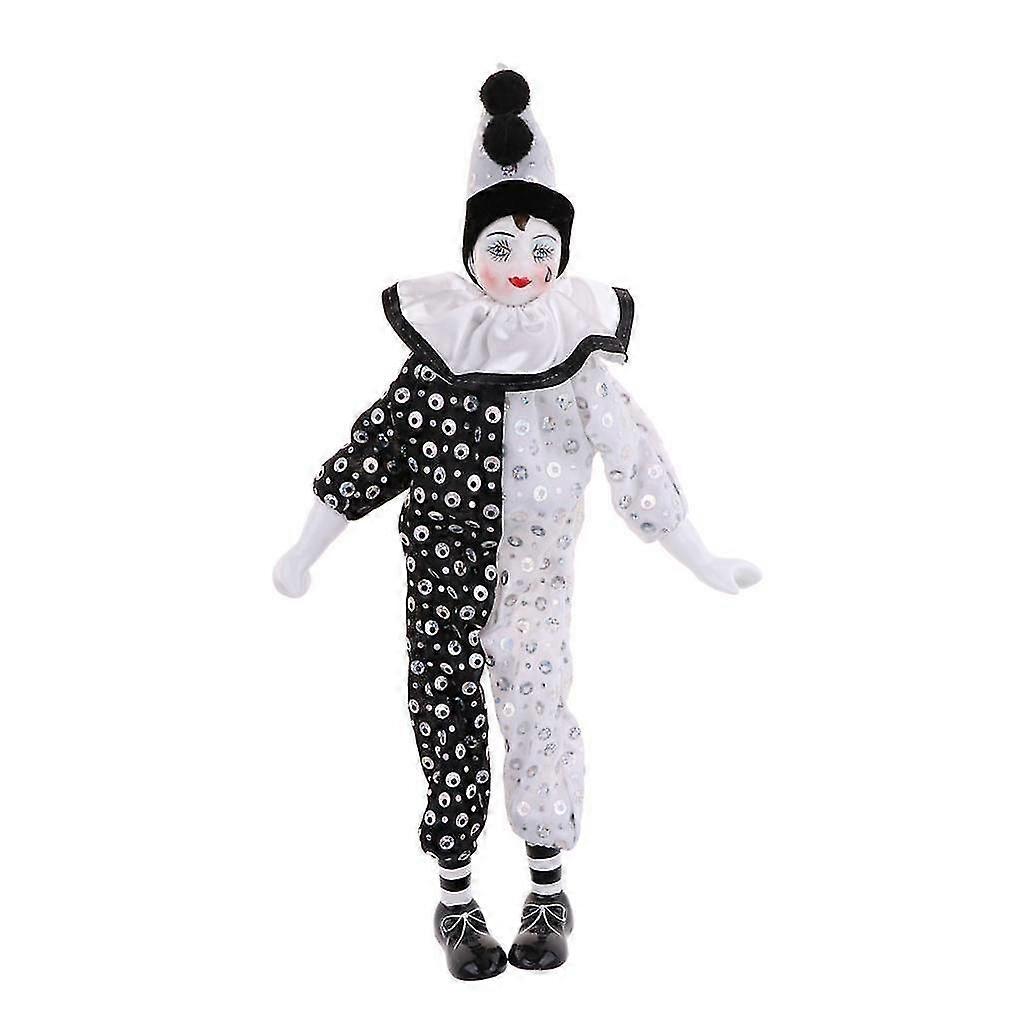 38cm 15inch Vintage Porcelain Hanging Foot Clown Doll Harlequin Doll