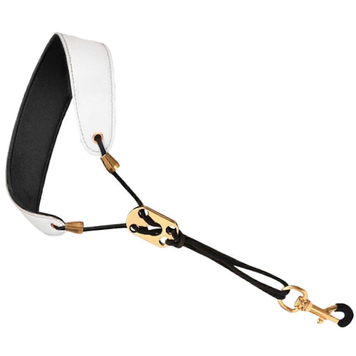 Adjustable leather saxophone neck strap for tenor, alto, soprano. Comfortable, durable.