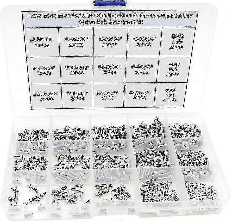 Unc Stainless Steel Phillips Pan Head Machine Screws and Nuts Assortment Kit