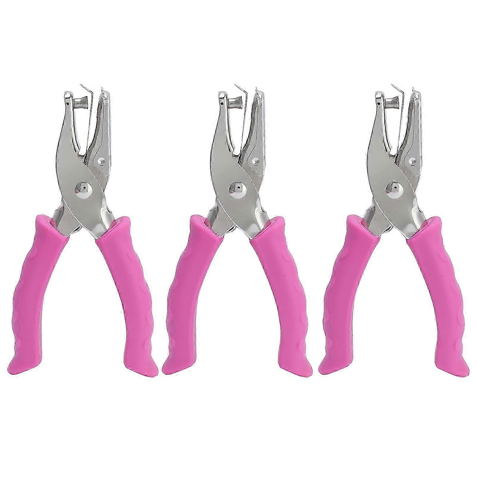 3 Pack 6mm Metal Handheld Single Hole Puncher with Soft Handle for Paper Cards and Tickets