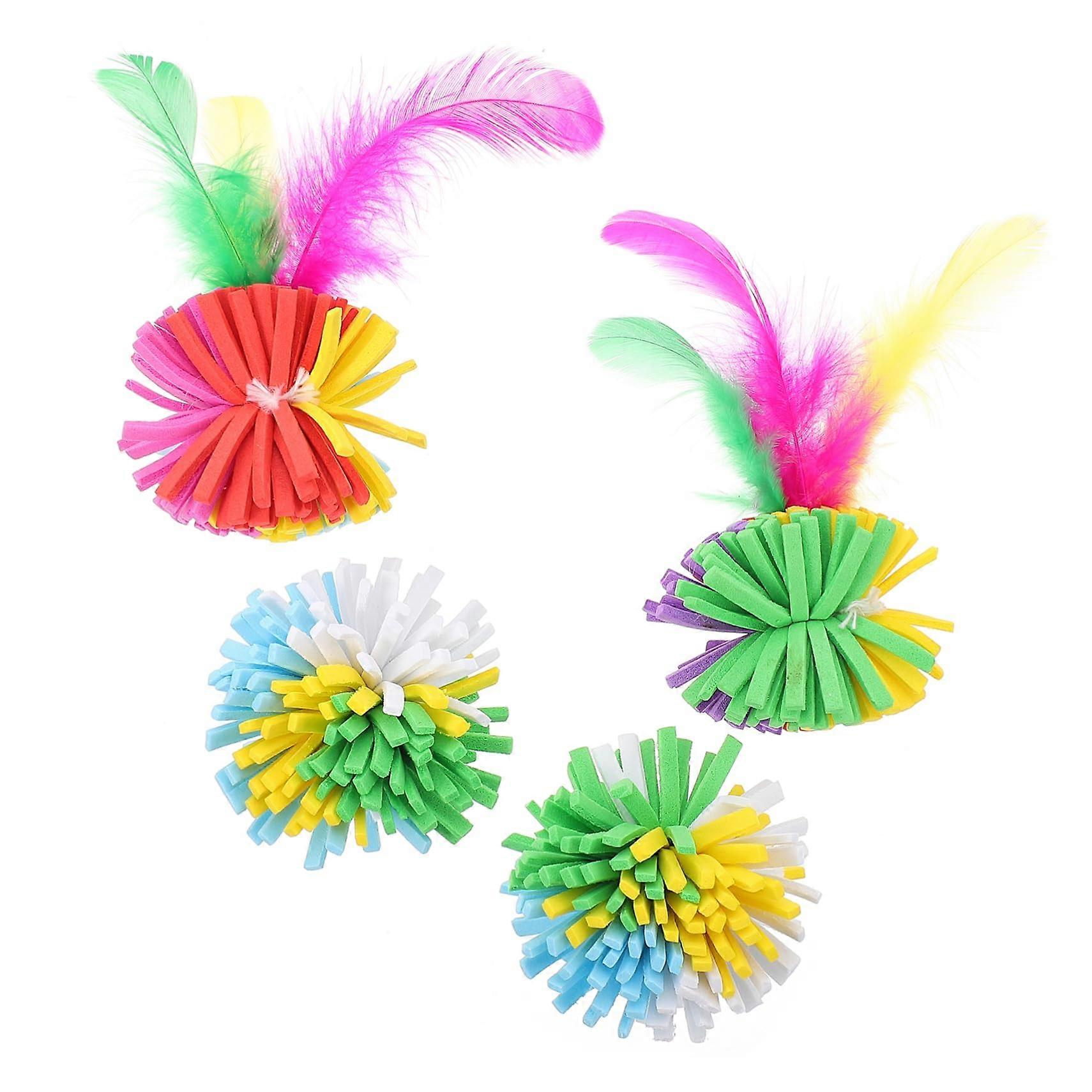 Pack of 4 Cat Balls for Pets, Durable and Interactive Cat Toy, Promotes Exercise and Relieves Stress for Playful Cats'