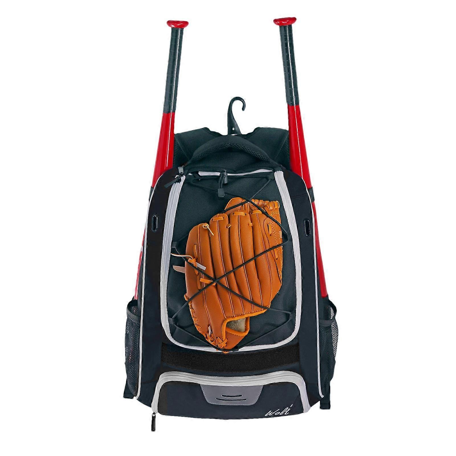 Baseball Backpack Waterproof, TearResistant, Large Compartment for Bats, Glove, Helmets, Black