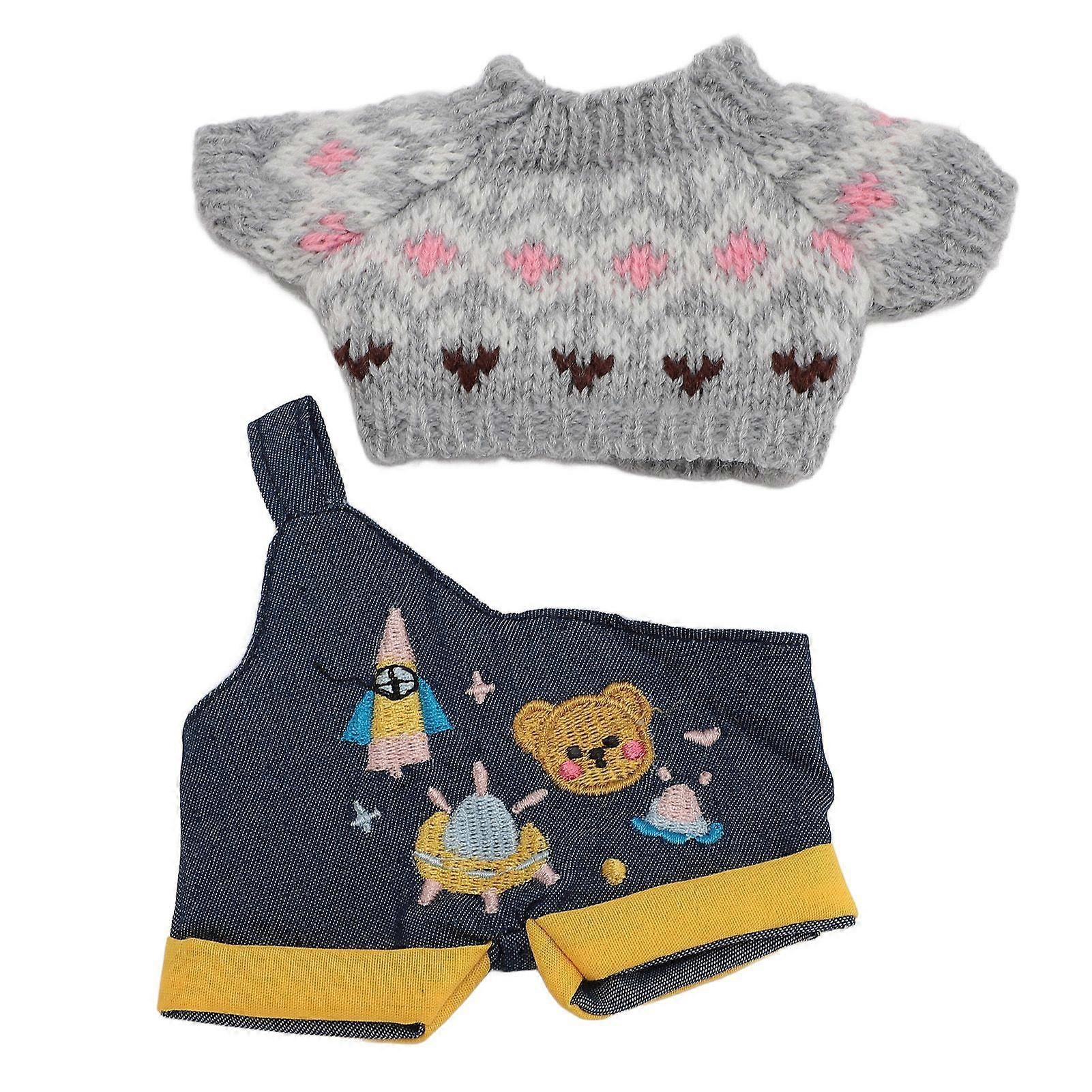 2025最新モデルぬいぐるみ人形服20cmクマオーバーオールセーターKPOP服