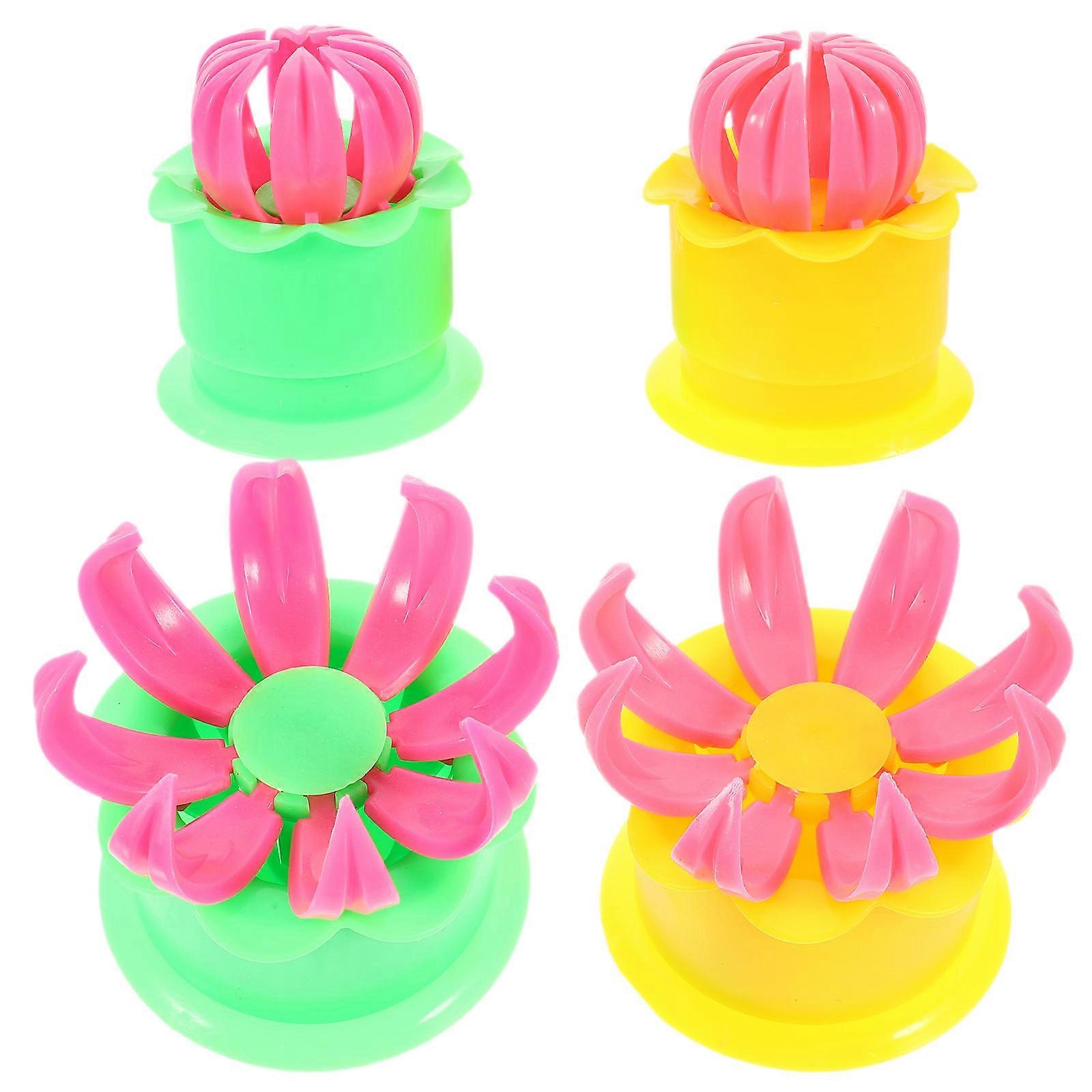 Chinese Pastry Mold Baozi Making Flower Shape Pastry Making Tool 8.00X7.70X7.70CM Plastic 2Pcs