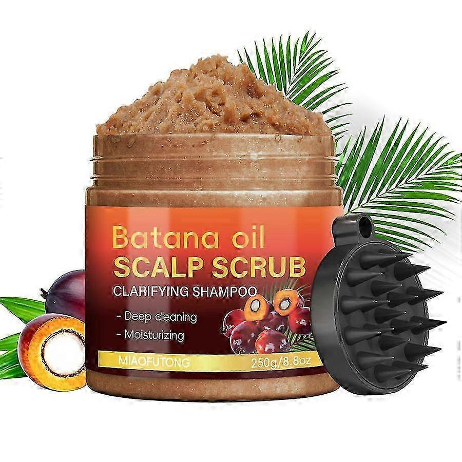 Scalp Scrub, 2-in-1 Clarifying Scalp Exfoliator Scrub Shampoo with Batana Oil Rosemary & Mint, Scalp
