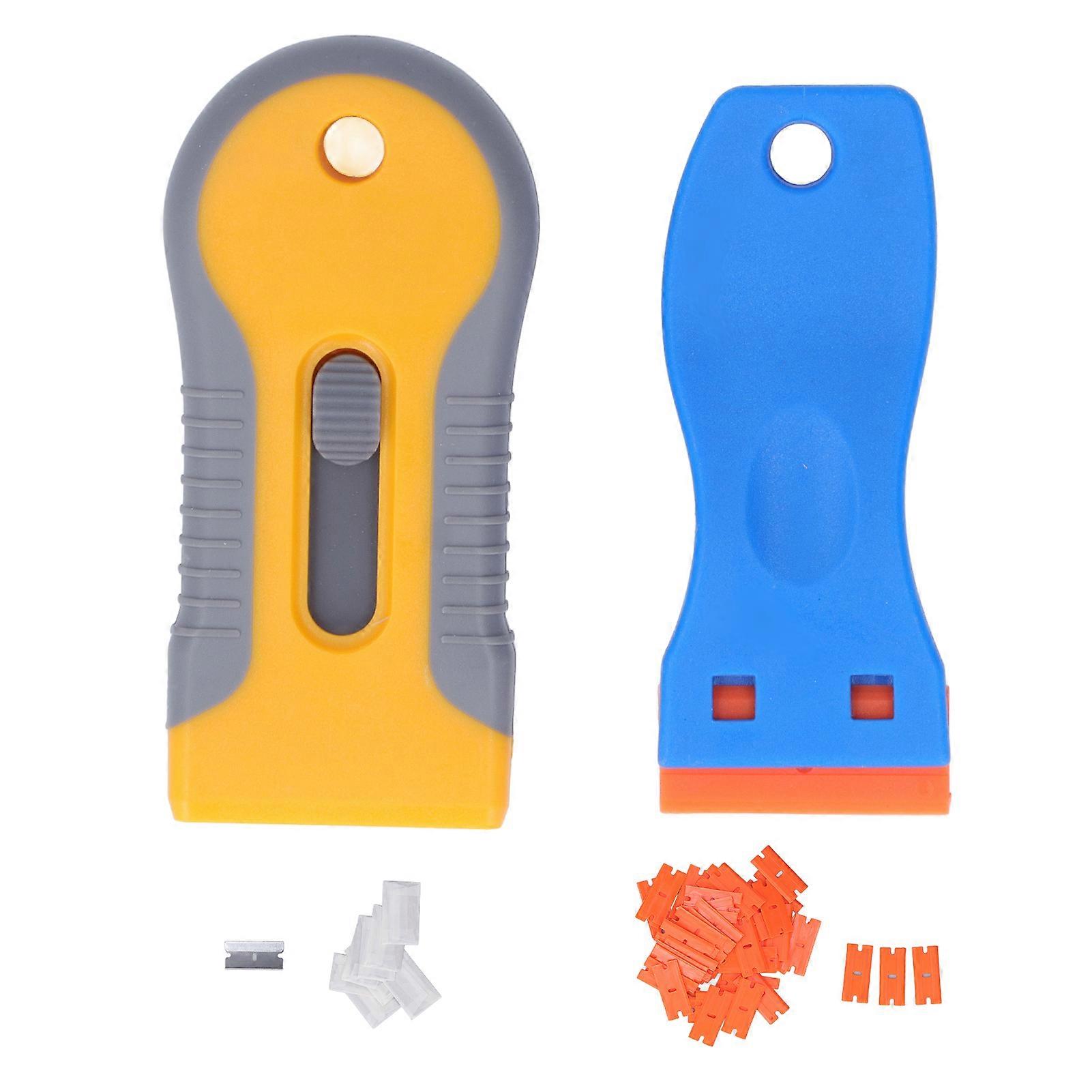 63Pcs Razor Blade Scraper Tool Retractable Decal Sticker Remover with 2 Handle Blades