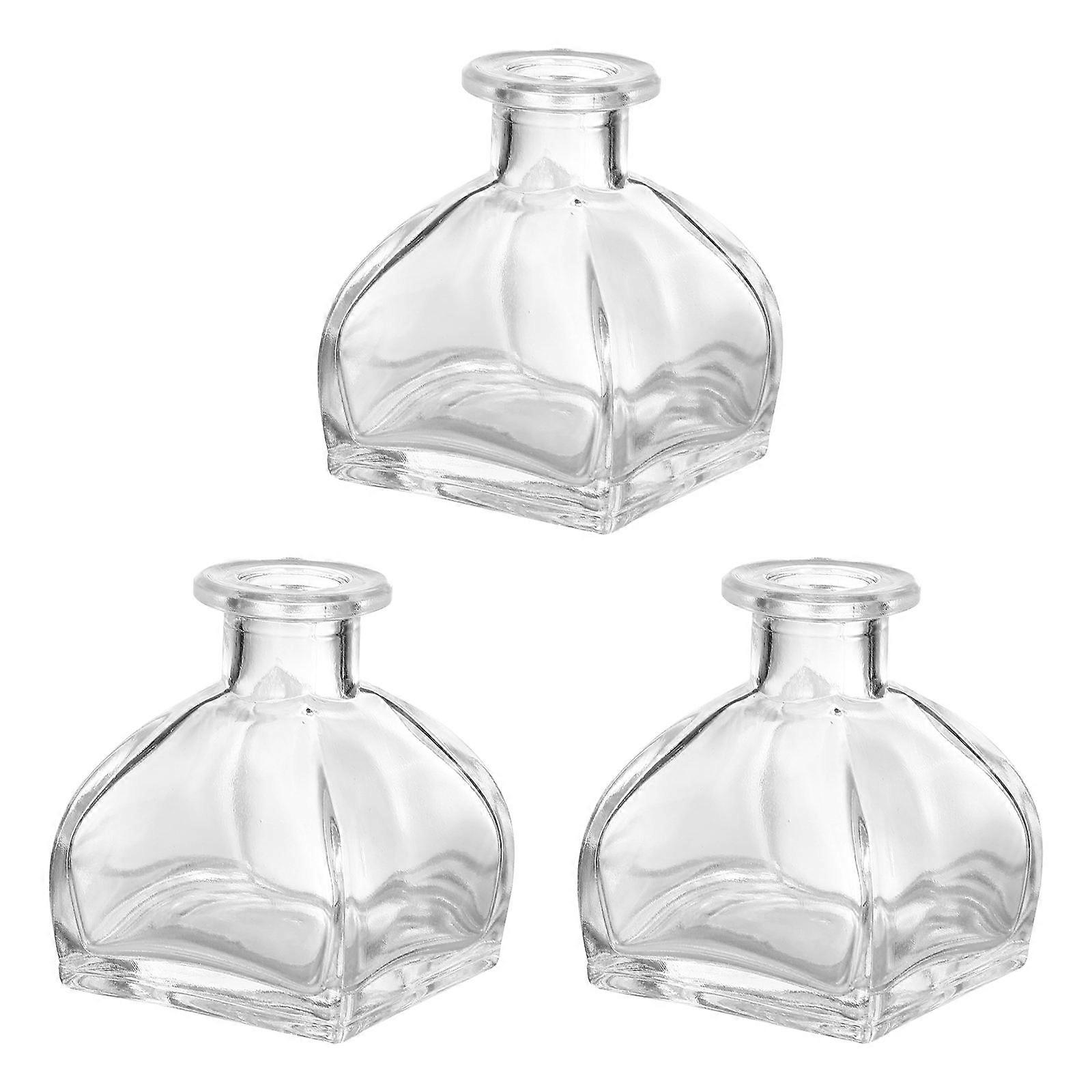 3Pcs Glass Diffuser Bottles Essential Oil Jars Transparent Aromatherapy Containers