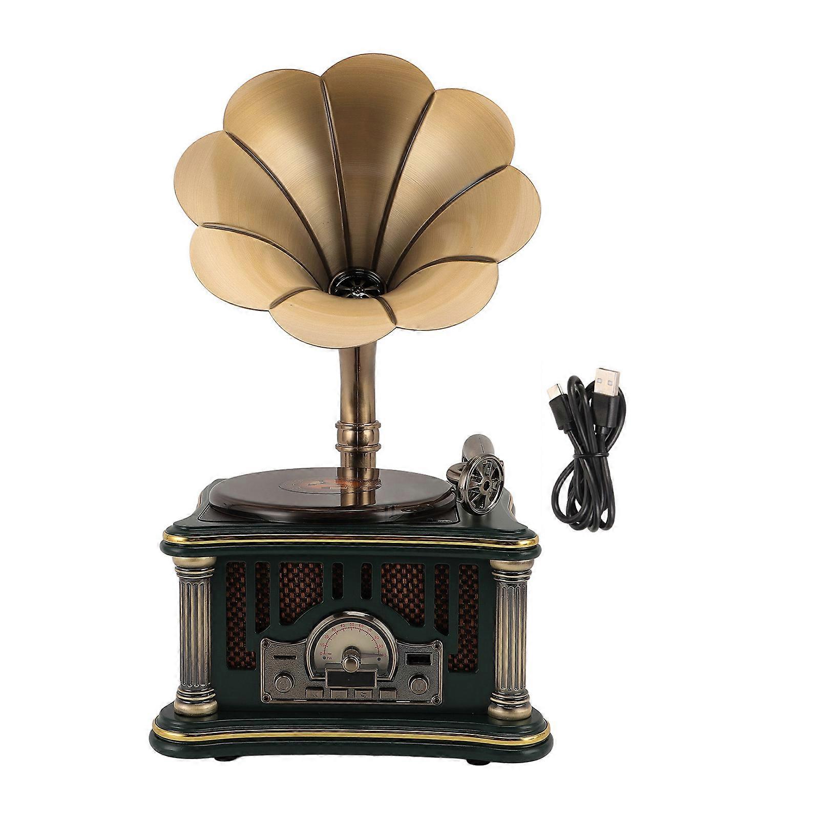 Vintage Gramophone Bluetooth Speaker with CD Player, FM Radio, and High Fidelity Sound