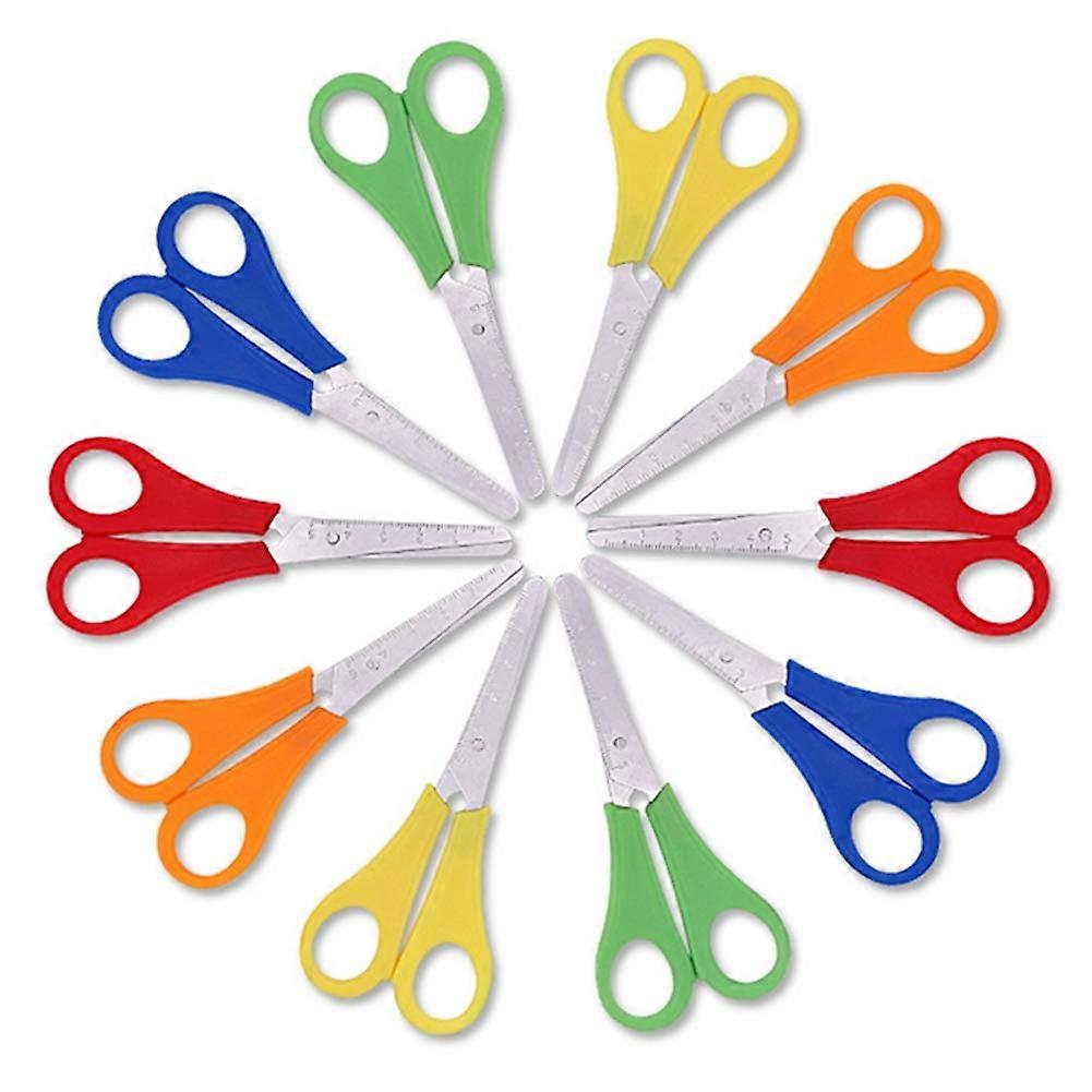 Pack of 10 Children's Scissors, Safety Scissors with cm Scale for DIY Crafts