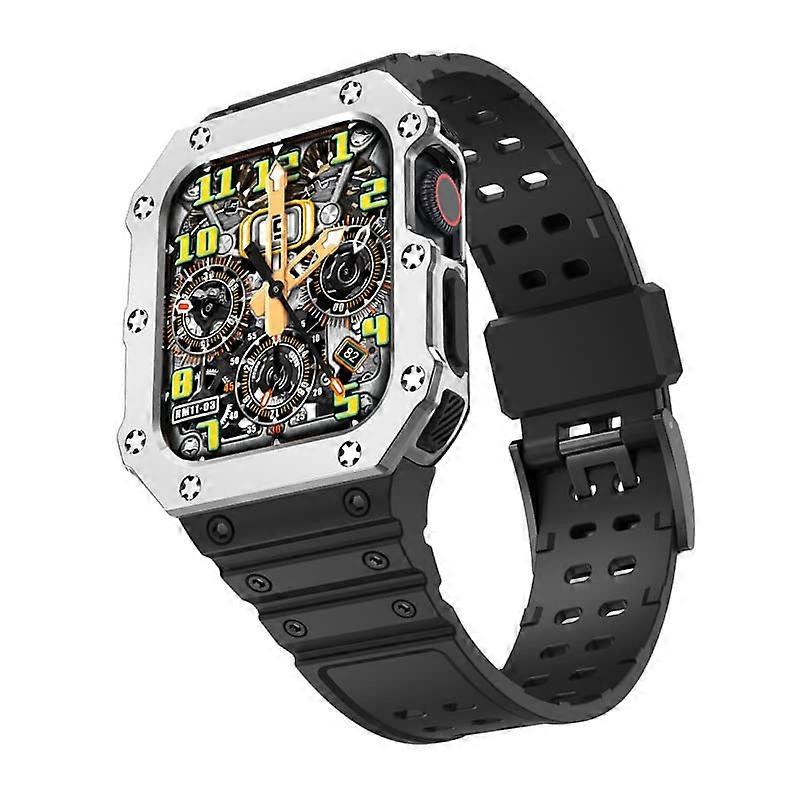Suitable for Apple Watch Strap iWatch7654321 Richard Electroplating Armor TPU Integrated Strap F 42/44/45mm