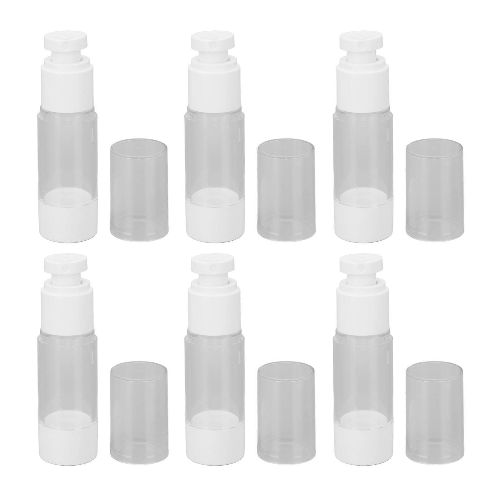 6Pcs Cosmetic Bottles Plastic Press Type Vacuum Transparent Refillable Container 30ml