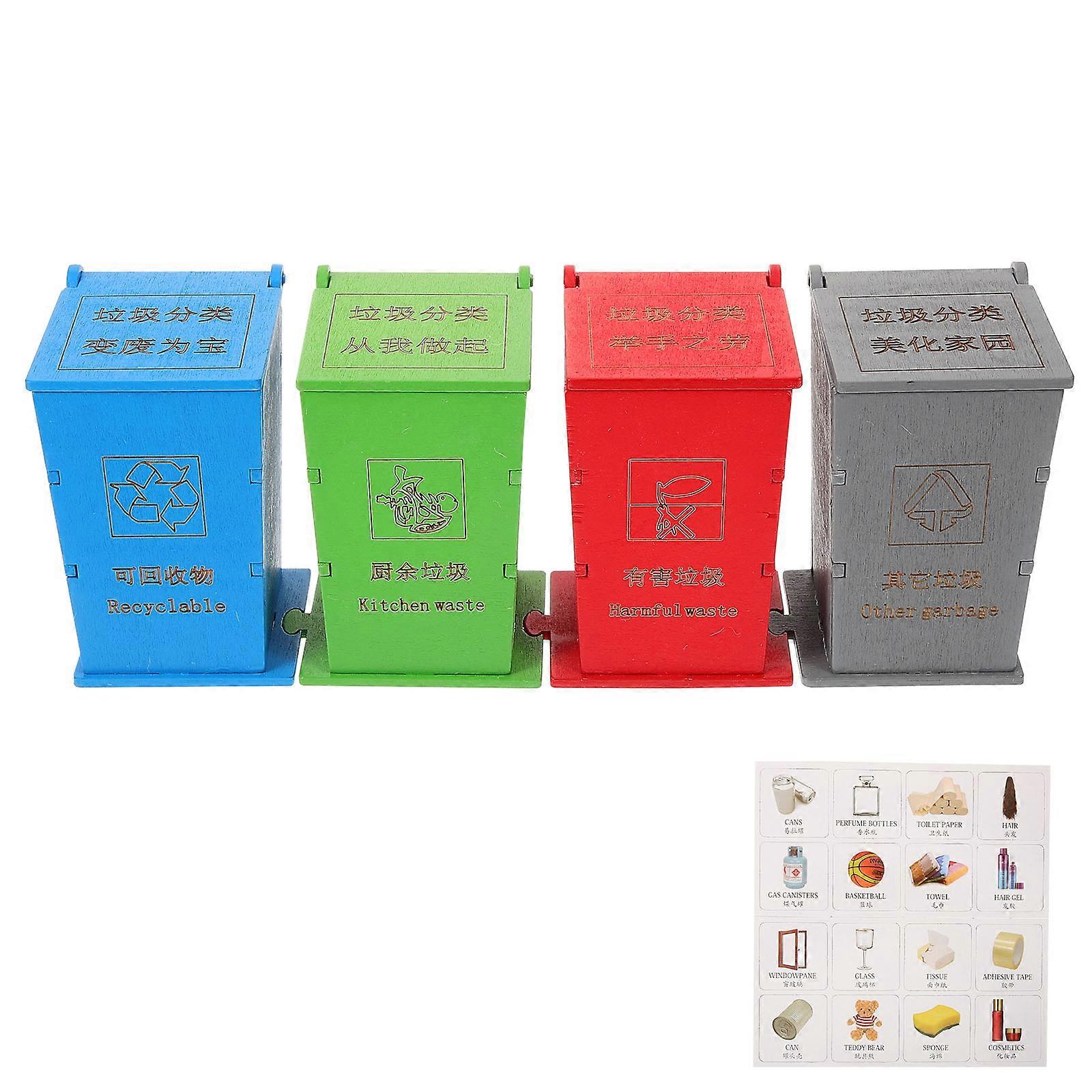 Mini Trash Can Model Garbage Lifelike Shape with Openable Lid 1 Set