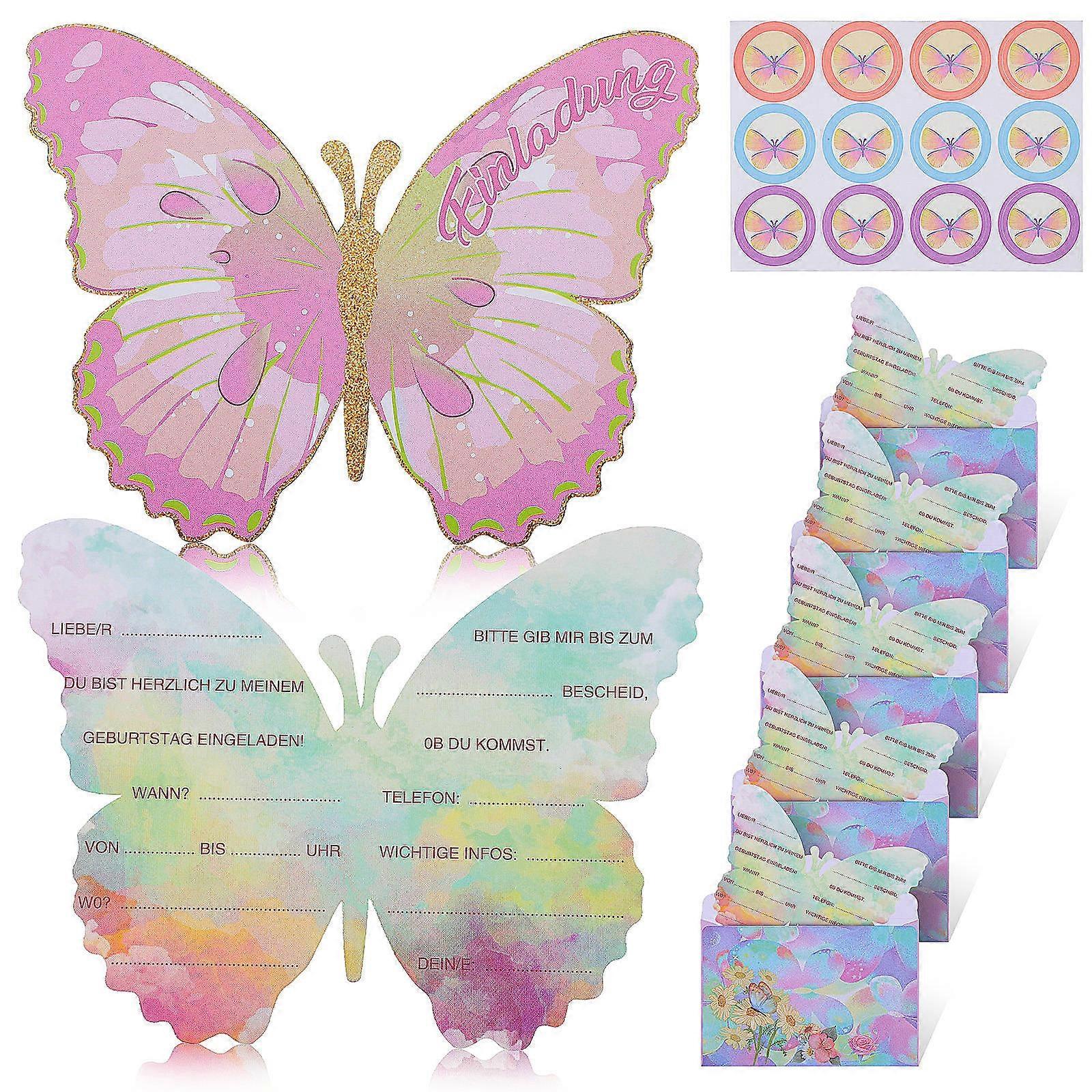 Birthday Party Invitations German Printed Assorted Color 10.50X13.60X0.10cm 12Sets