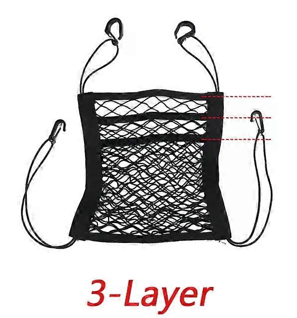 2022 3-Layer Car Storage Net Bag Between Seats Car Divider Pet Barrier Stretchable Elastic Mesh Bag Organizer Car Mesh Organizer