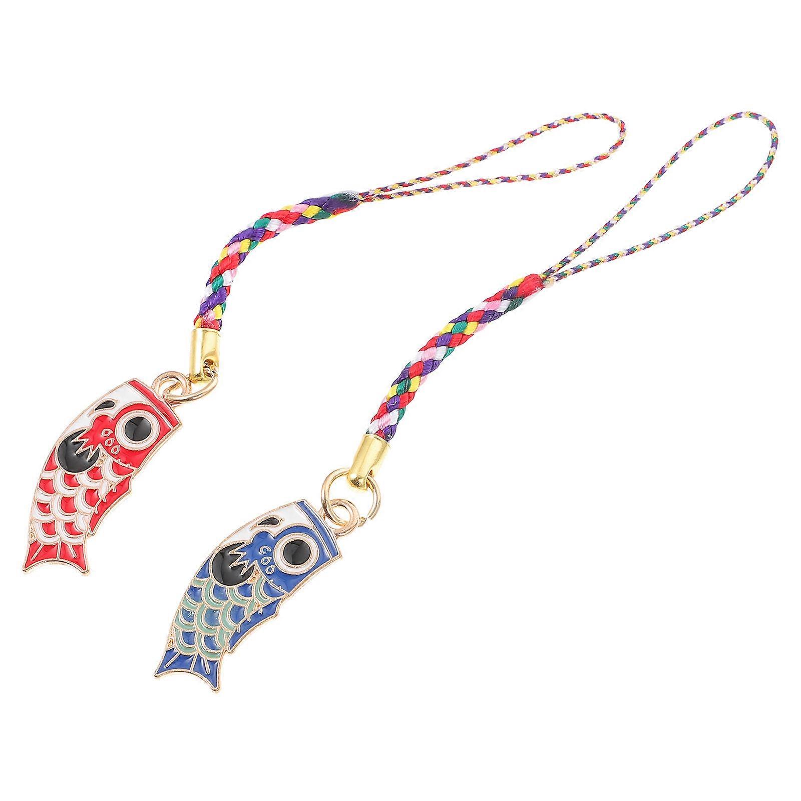 Carp Flags Charm Traditional Design Mobile Phone Pendant For Holiday present Red 2Pcs