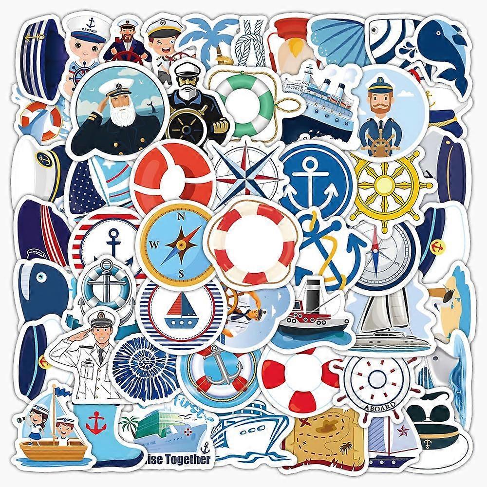 Nautical Stickers Pack 102 Waterproof Vinyl Glueewee Cartoon Navigator For Water Bottles And Laptops