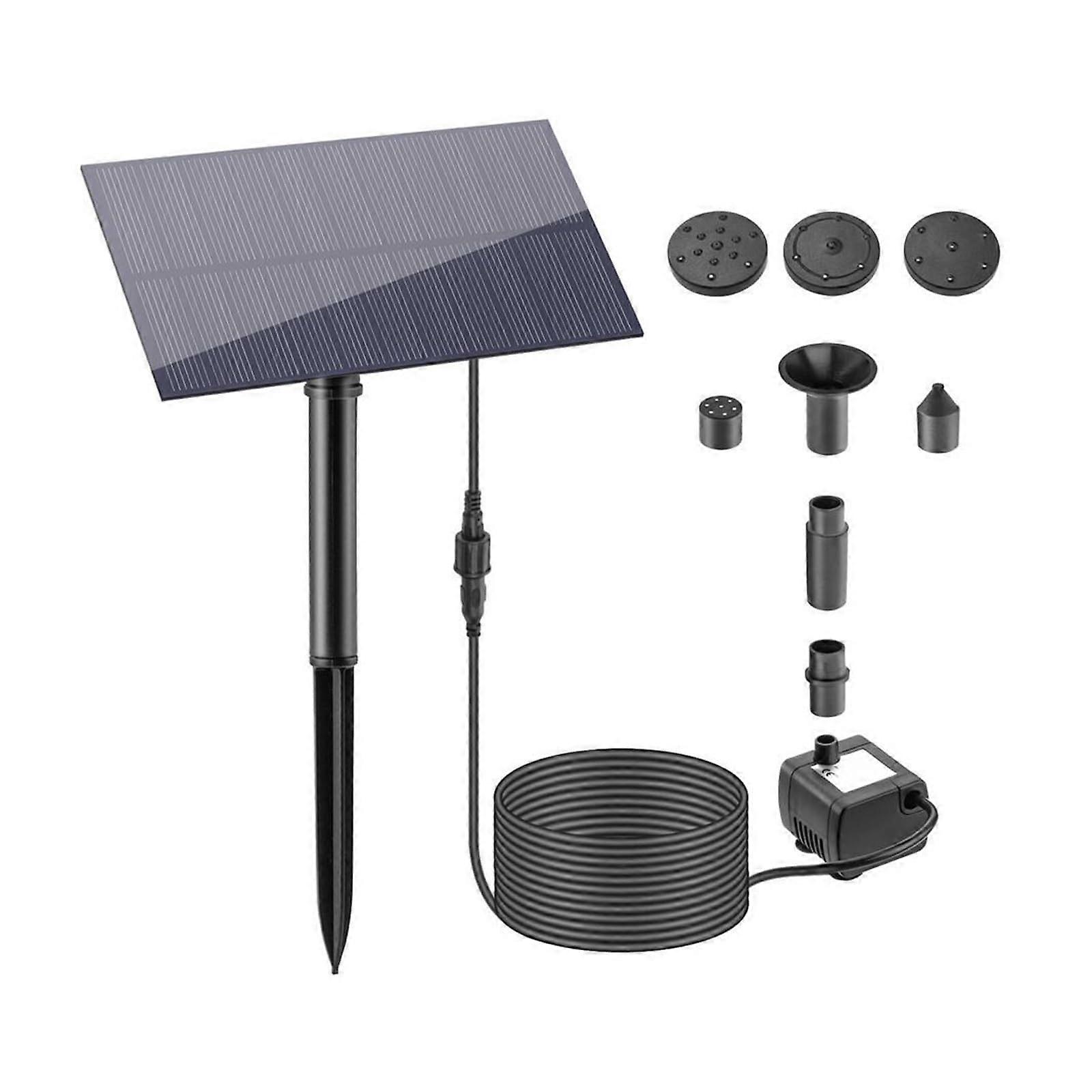 Solar pond pump, 1.5W swimming pool solar fountain with builtin suction cup and submersible water pump with sponge.