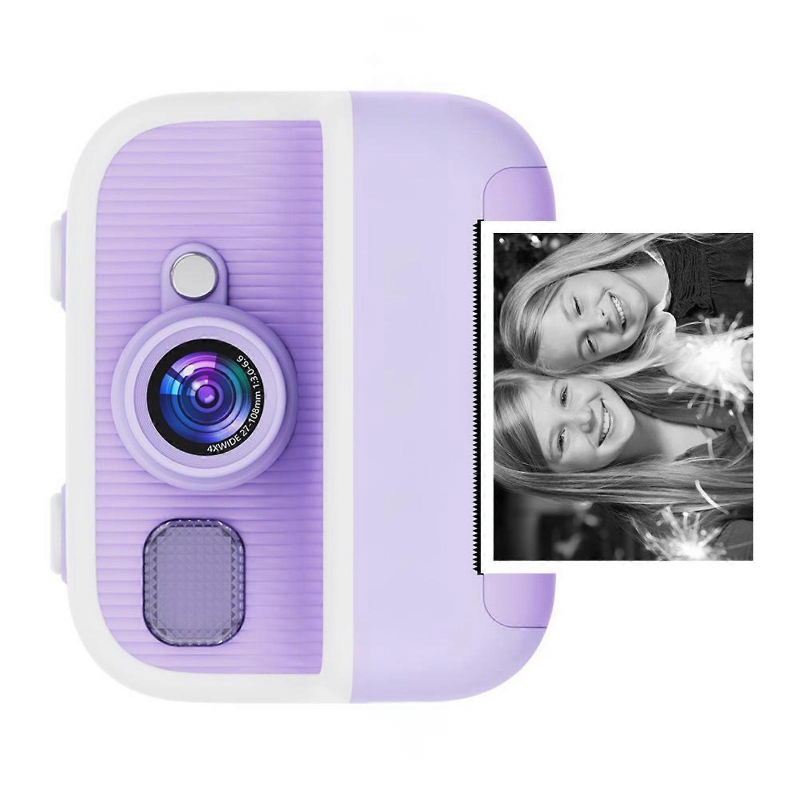 Children Instantly Camera With Built In Photo Printer Rechargeable Creative Learning Print Camera Toy for Kids Selfie Purple
