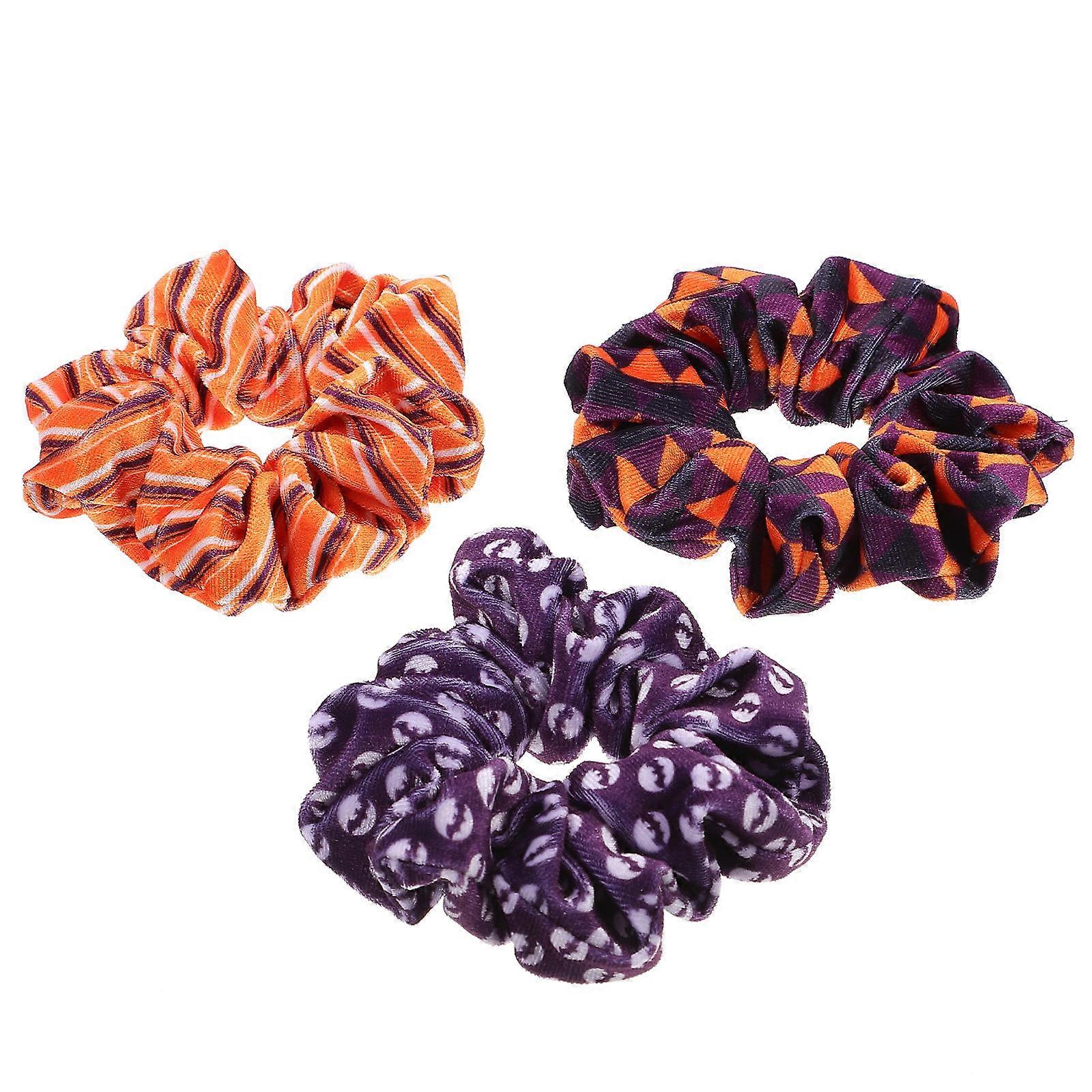 Hair Scrunchie Elastic Hair Bands Halloween Style Hair Rope Girls Festival Parties Lint Cloth 3Pcs