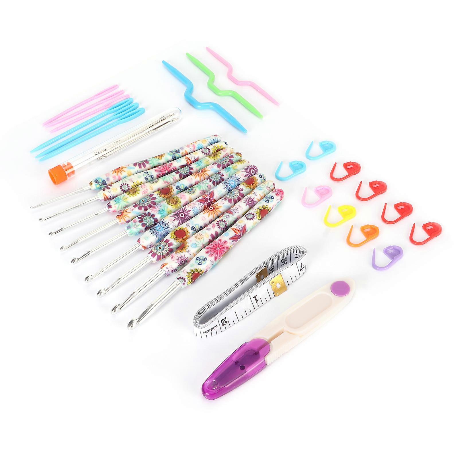 9pcs Crochet Hooks Set for Beginners Multiple Sizes Craft Polishing Aluminum Crochet Hooks with Ergonomic Handle for Craft