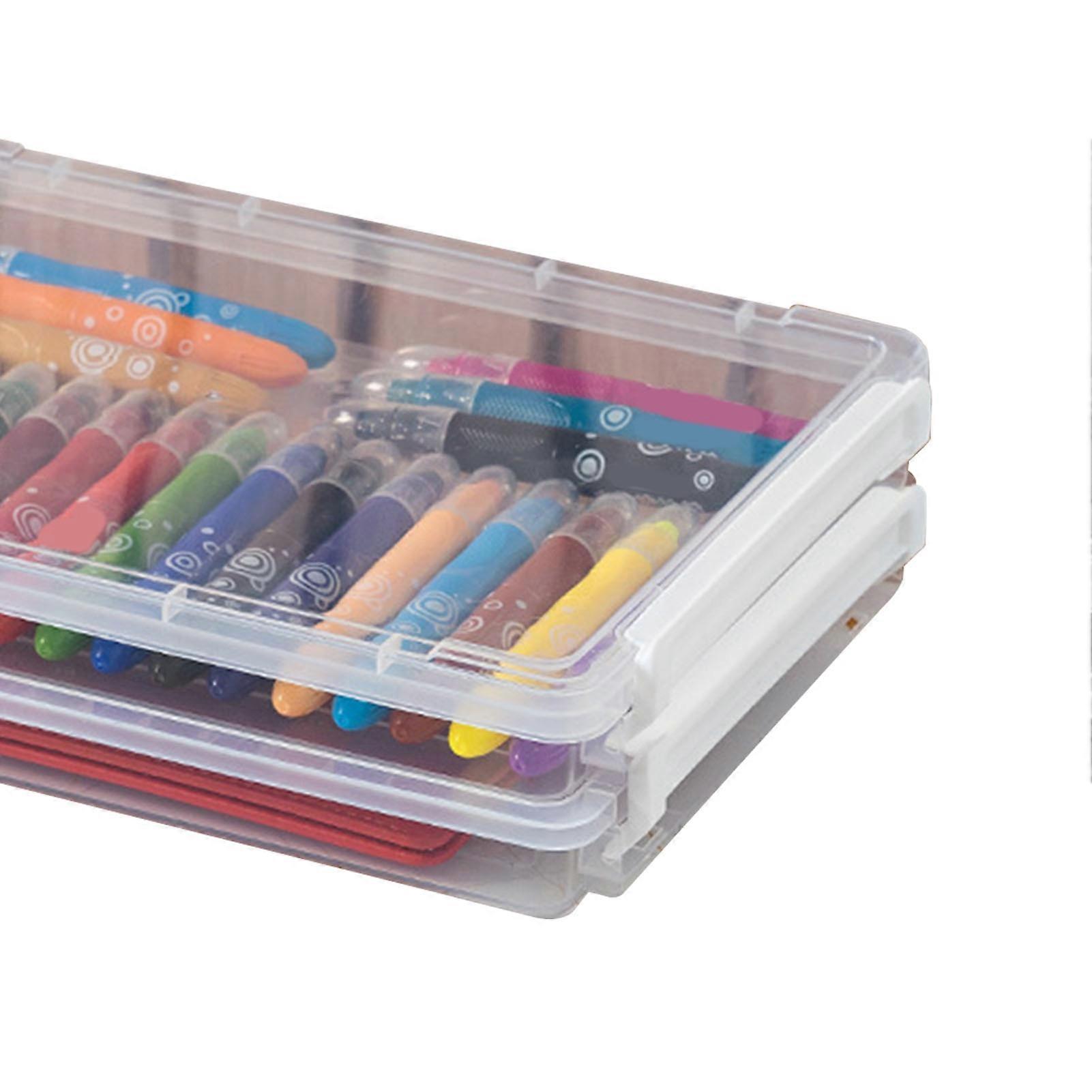 2pcs Plastic Portable File Box Stackable Dustproof Protective Clear A4 Document Case for Document Photo Book Collection White