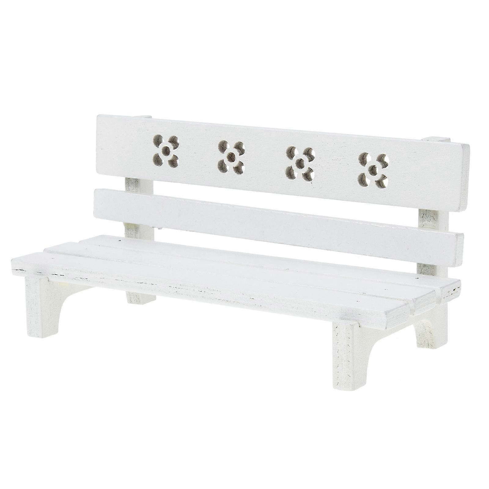 White Miniature Park Bench for Decor Made of Plastic Great for Doll House Supplies 2.5 x 1.2 x 1.8 inches