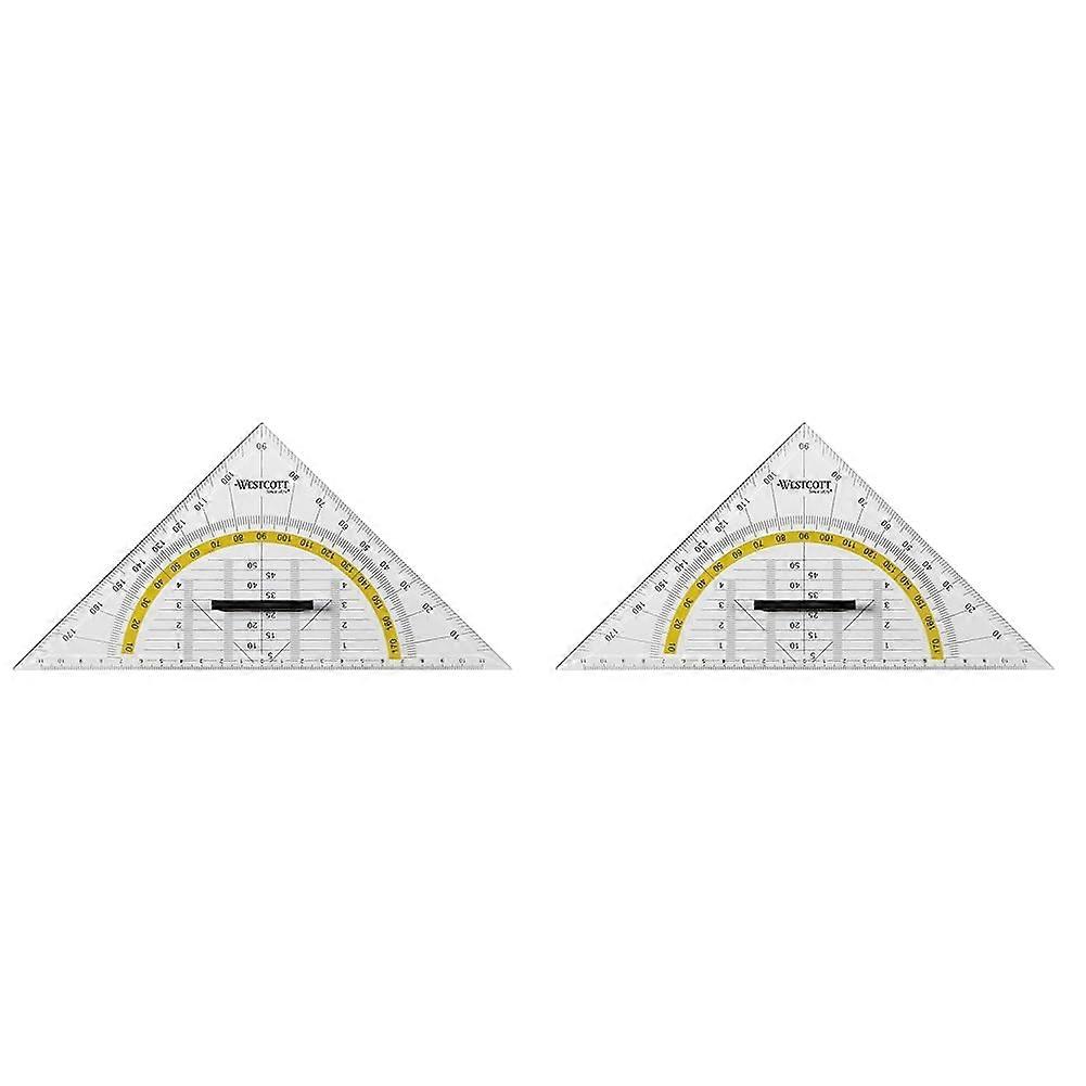 E-10134 00 Plastic Geometric Triangle with Removable Handle, 22 cm Transparent Drawing Ruler (Pack of 2)
