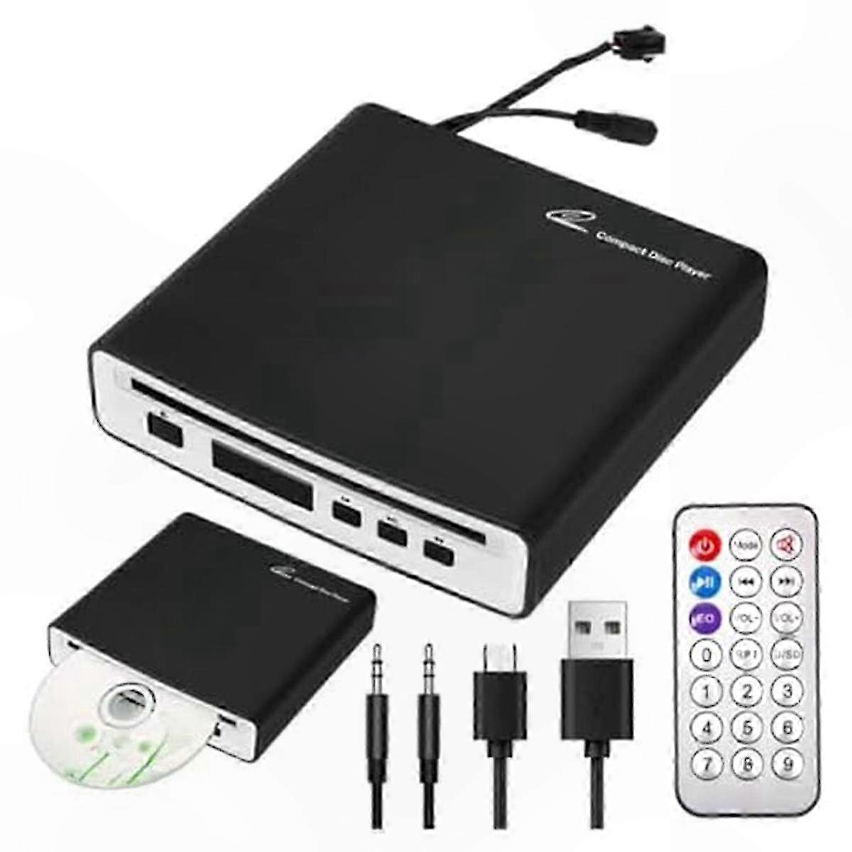 Leitor de CD universal para carro com porta USB para compatibilidade com veículos, TVs e laptops