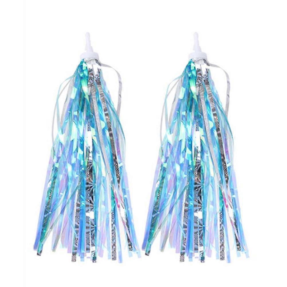 Bicycle Tassel Ribbon Children Electric Scooter Handlebar Decoration Increased Visibility PVC Material Blue