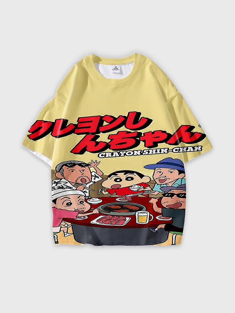 T-shirt girocollo Cartoon Pattern manica corta sciolta B1859