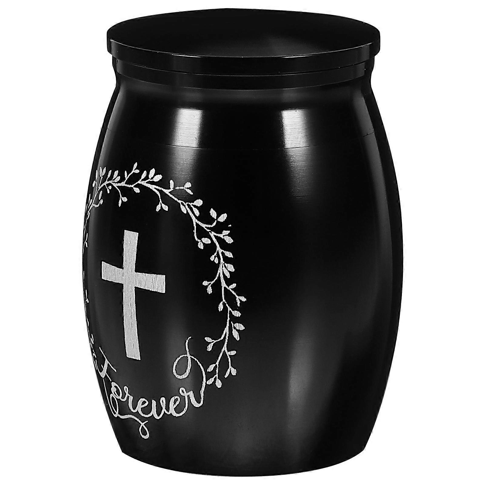 Small Cremation Keepsake Urn for Ashes Memorial in Black Stainless Steel 1.5 Inch