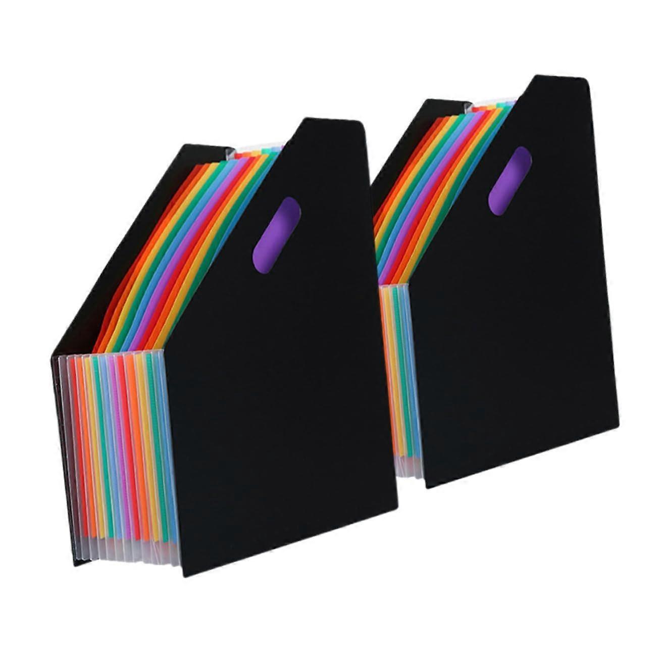 2 Pieces Expandable File Folder, Colored Storage Pockets for Documents, Receipts, and Cards, for Office, School, and Travel