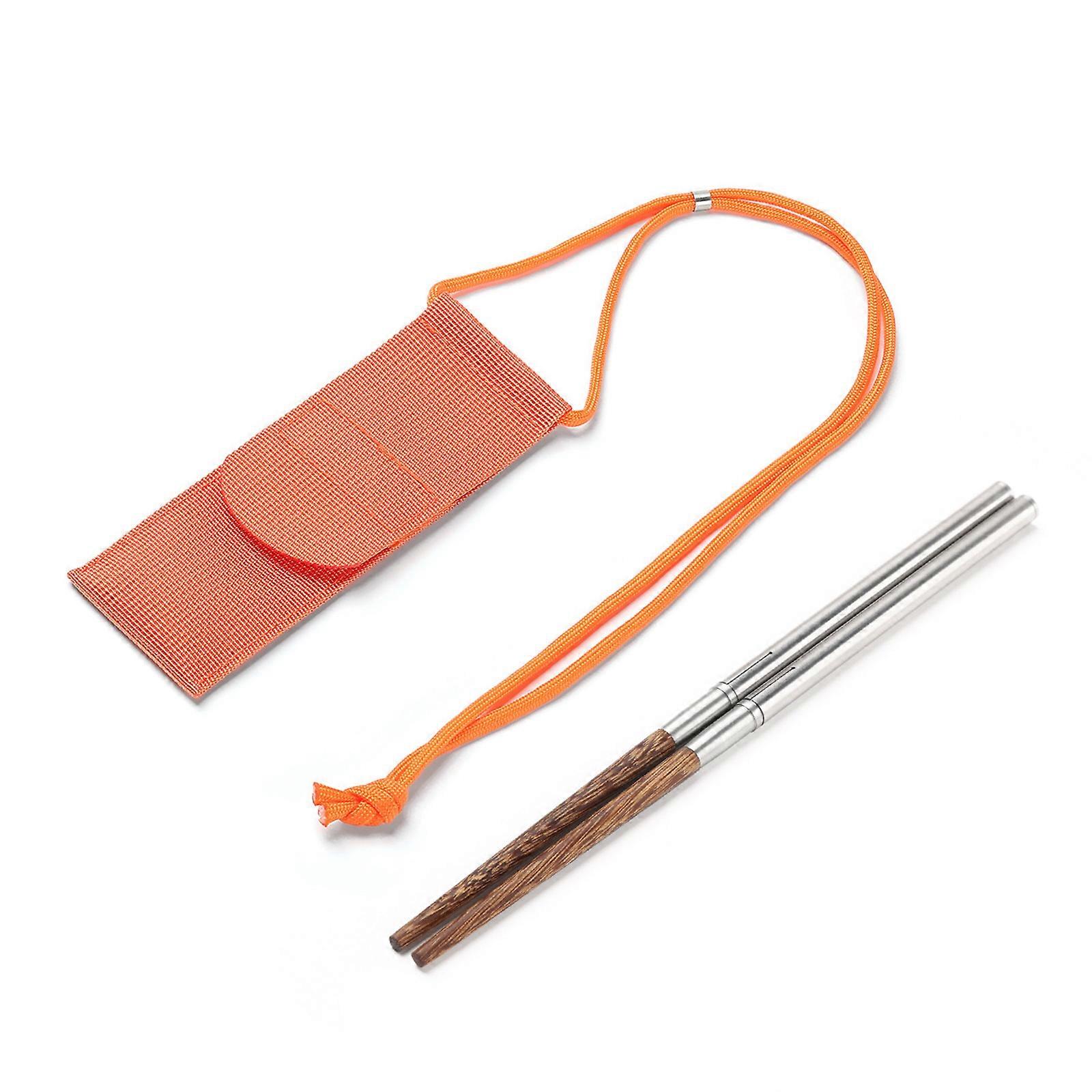 Reusable Folded Chopsticks Portables Stainless Steel Wood Natural Chopsticks for Camping and Picnics Multicolor
