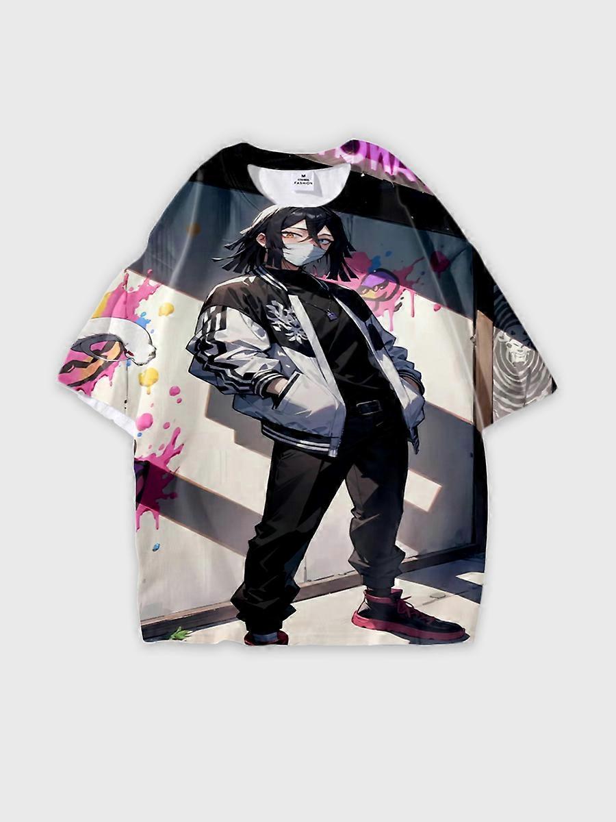 T-shirt round neck Character Pattern loose short sleeve P403