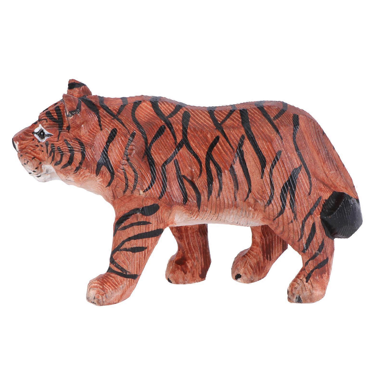 HandPainted Tiger Ornaments for Home Decoration Brown Synthetic Material Creative Desktop Adorn