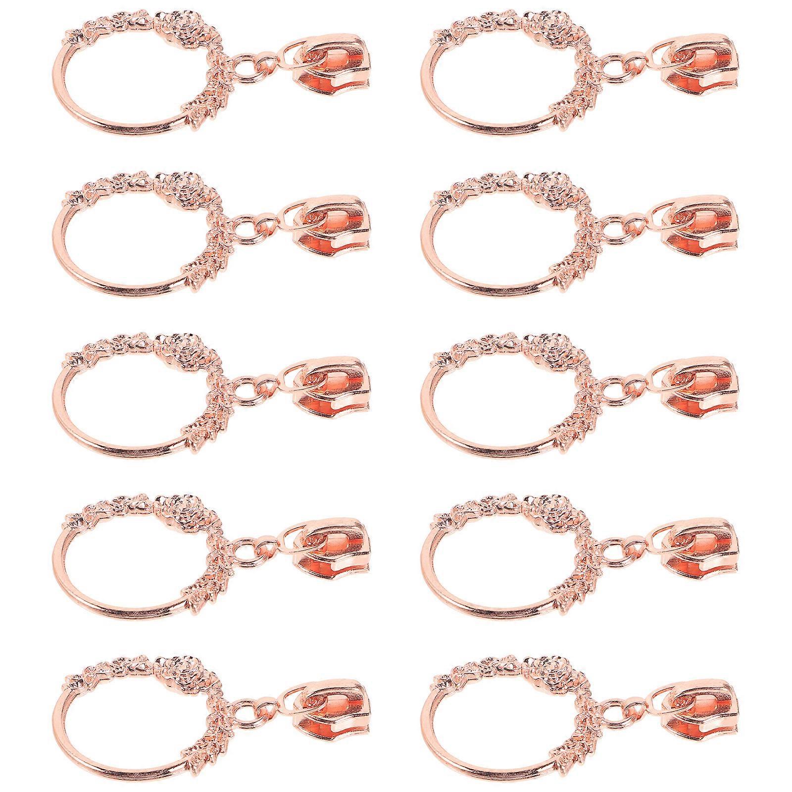 10pcs Rose Gold Zinc Alloy Zipper Pulls for Bags Easy Installation MultiPurpose Zipper Slider Replacement