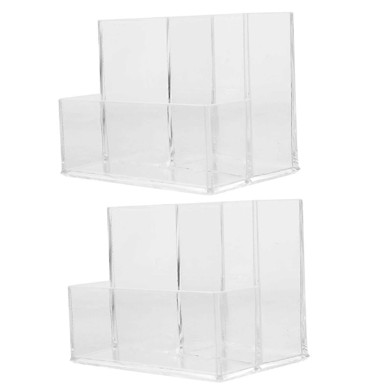 Transparent Acrylic Pen and Brush Holder – Compact Vertical Makeup Brush Organizer with Multi Grid Design for Desk and Countertop Storage