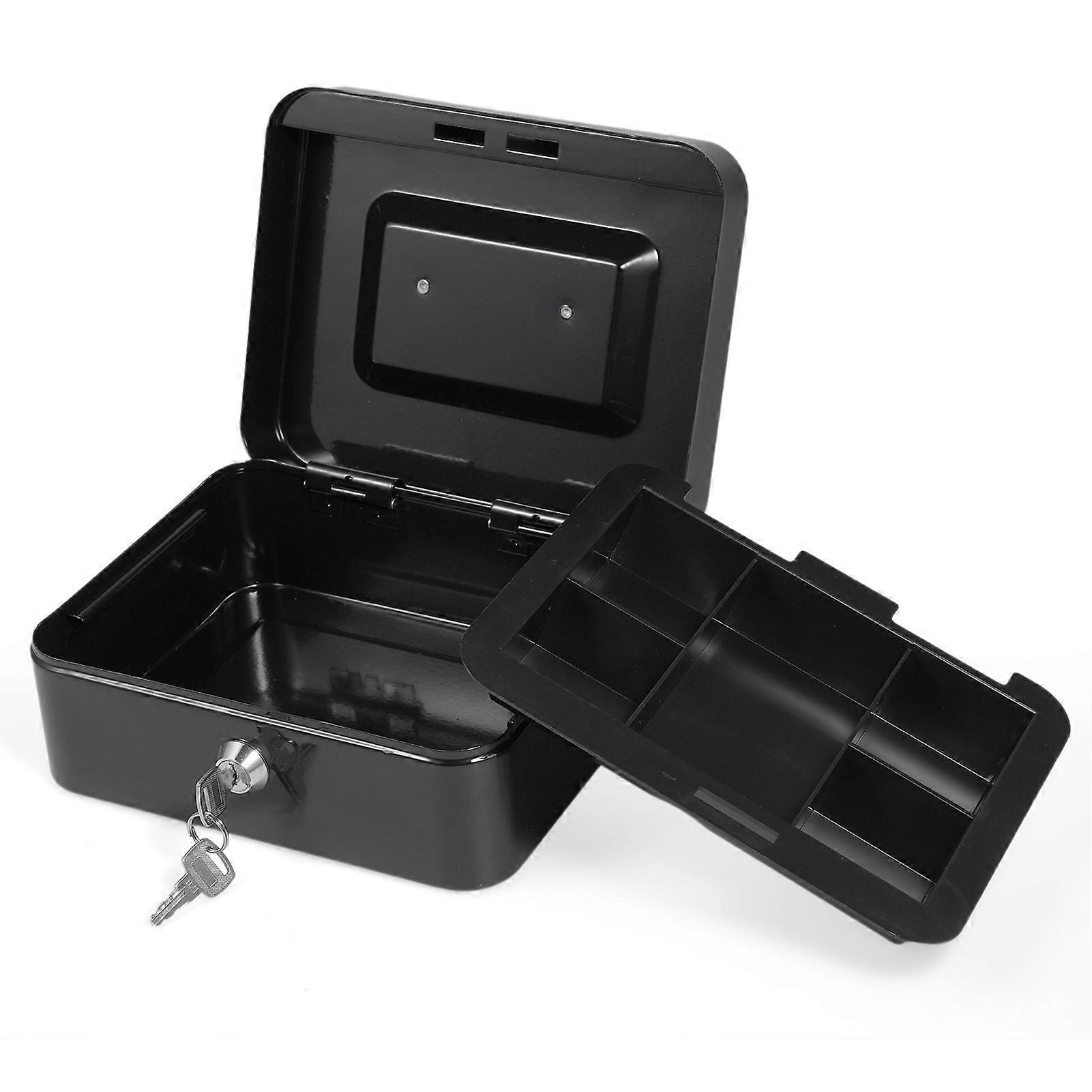 CYDT Cash Box with Detachable Tray 2 Keys Included Money Saving Box Coin Storage Receipts and Valuables Safe Lock