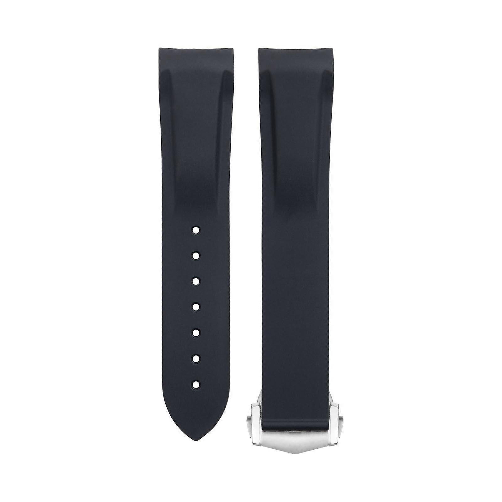 Soft Flexible Rubber Watch Strap for Omega Speedmaster Moonwatch Seamaster 300 AT150 Planet Ocean 20/21/22mm Silver Buckle 21mm Agate