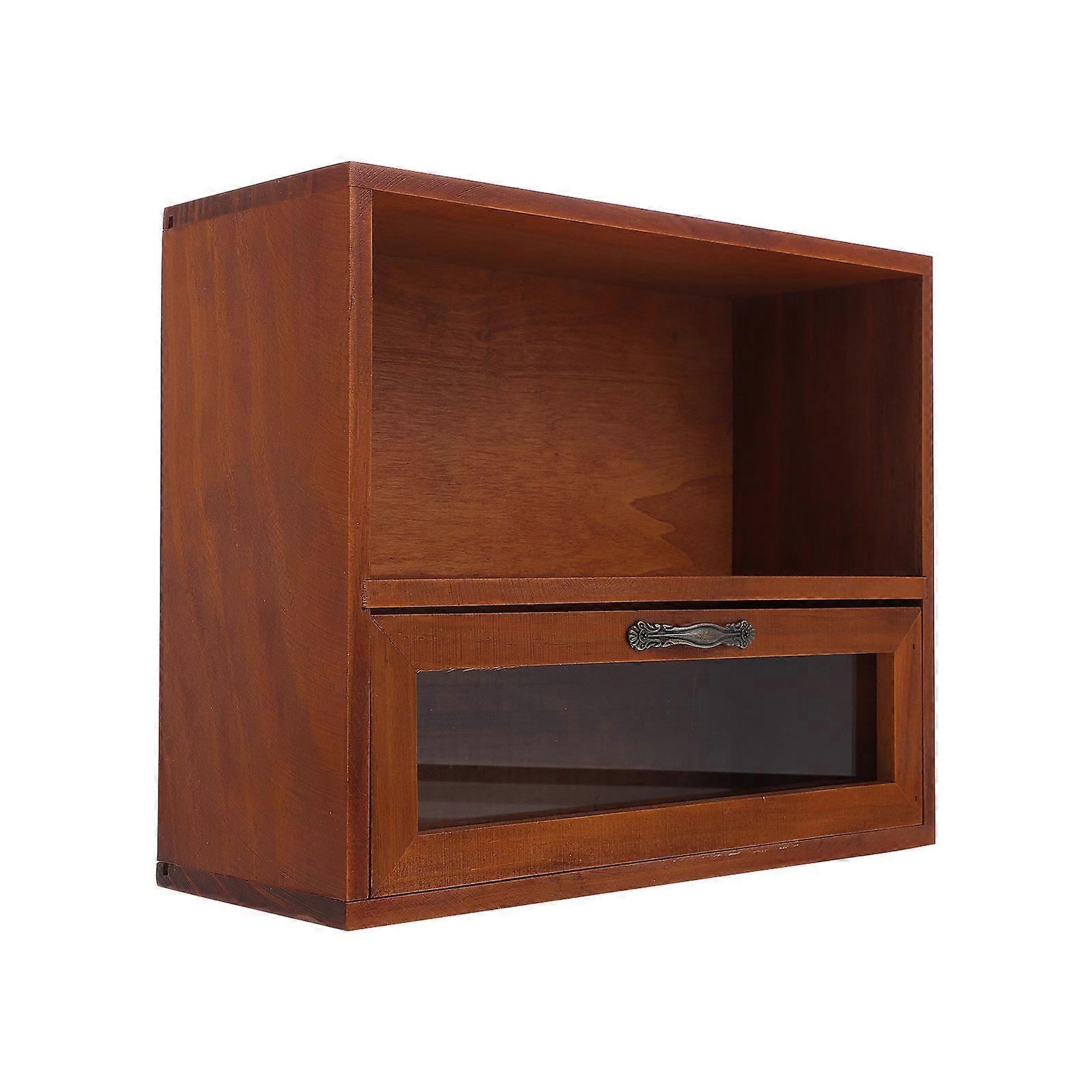 Retro Brown Storage Box with Drawers and Cabinet for Jewelry Organization in Synthetic Material