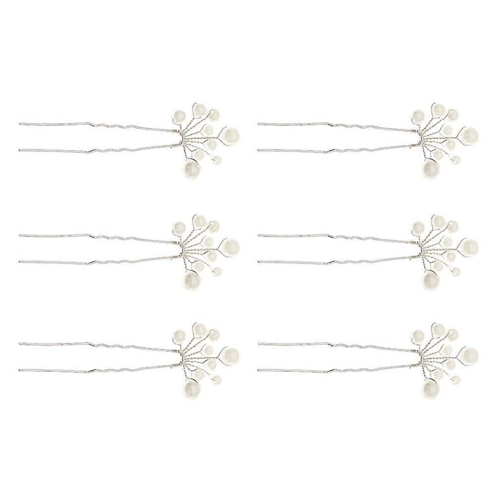 Here's a refined and professional product description based on the title you provided:
**6PCS U Shaped Hairpins with Elegant Pearl Design –