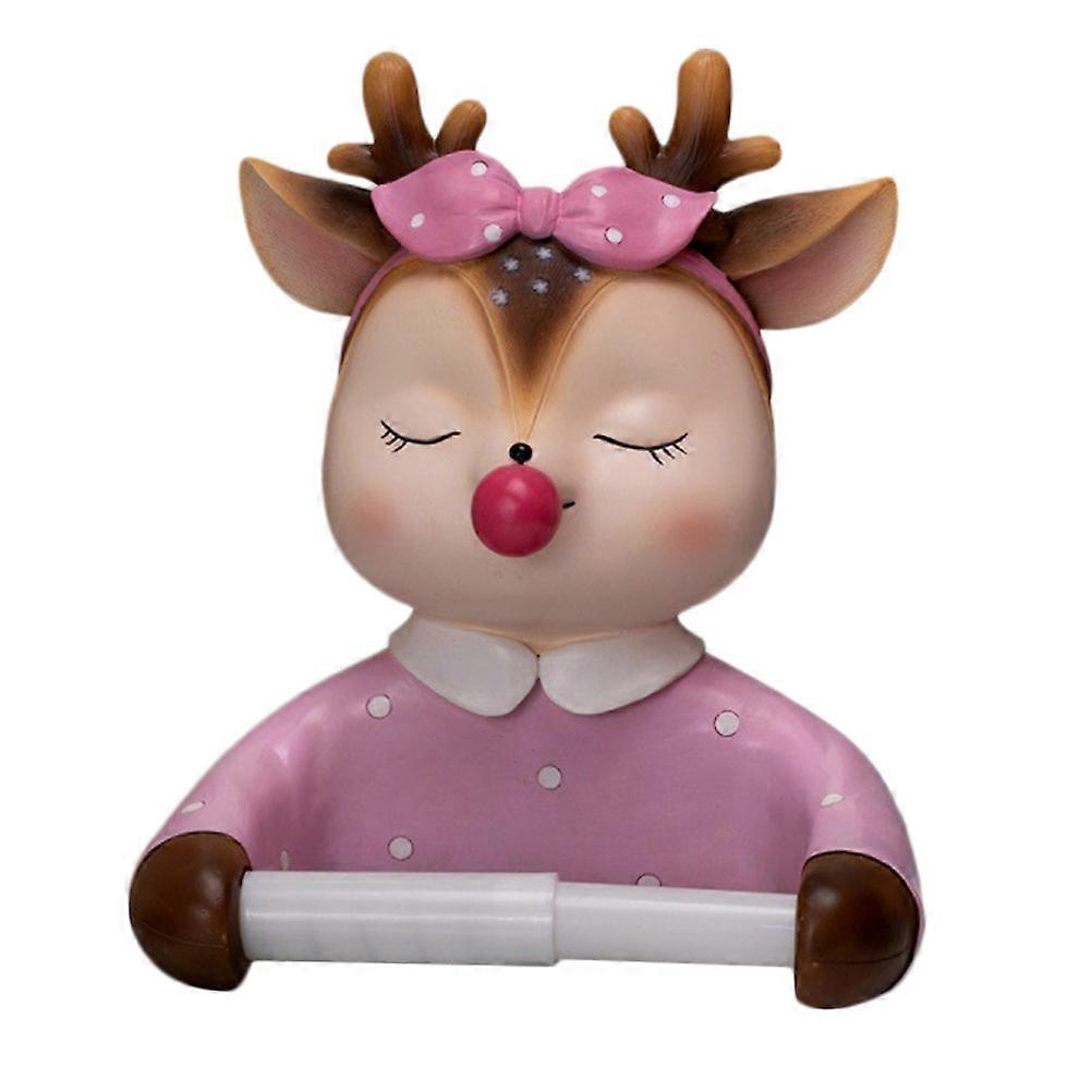 Stylish Pink Tissue -mounted Holder Deer Shape for Homeowners 1Pc