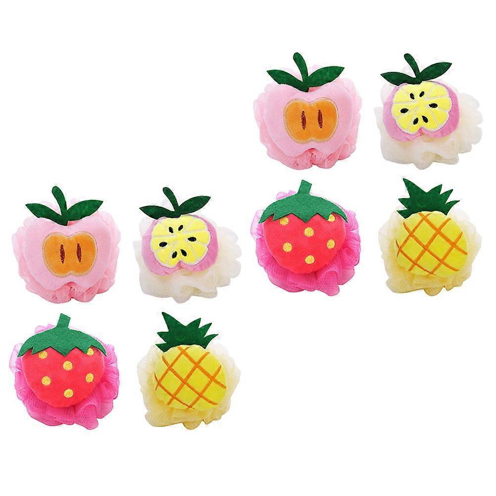 Exfoliating Bath Scrubber Set Of 8Pcs Colorful Fruit Shaped Shower Tools For Bathroom Use In Assorted Color