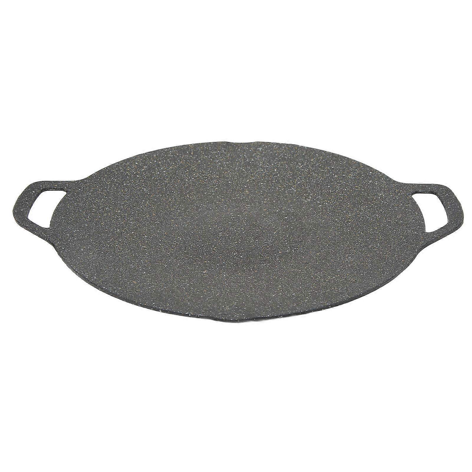 ノンスティック6層コーティングラウンドバーベキューグリドル付き韓国グリルパン屋内屋外調理用ブラック30cm / 11.8in