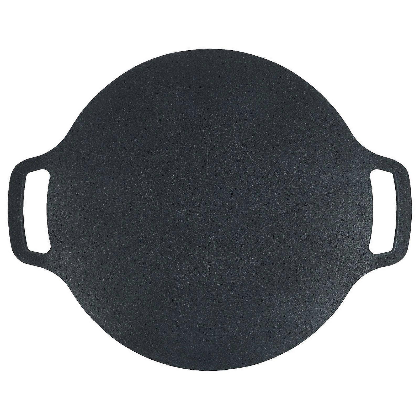 Korean BBQ Grill Pan with Double Handle 6 Layer Coating Multifunctional Non Stick Round Griddle for Gas Cooker 33cm/13.0in
