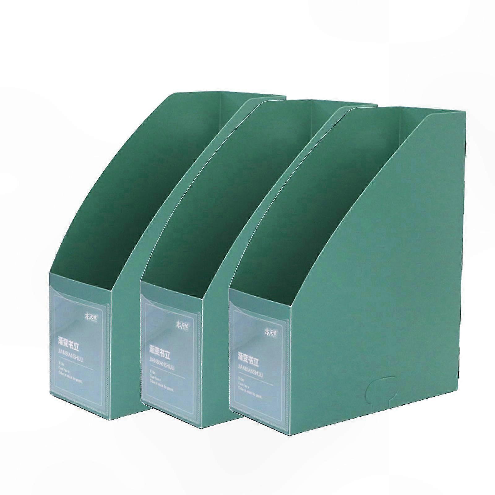 3Pcs Desk Bood Magazine Rack Stacking Document Organizers Storage Box Book Magazine Rack Space Saving Desk Organizers light green