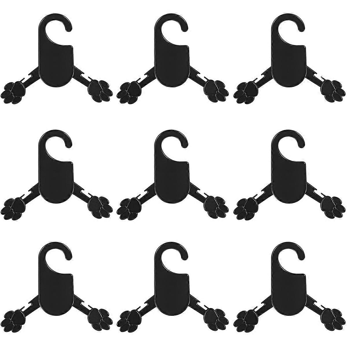 Pet Clothes Hanger for Organizing Dog and Cat Apparel Strong Flexible Plastic Black Set of 10
