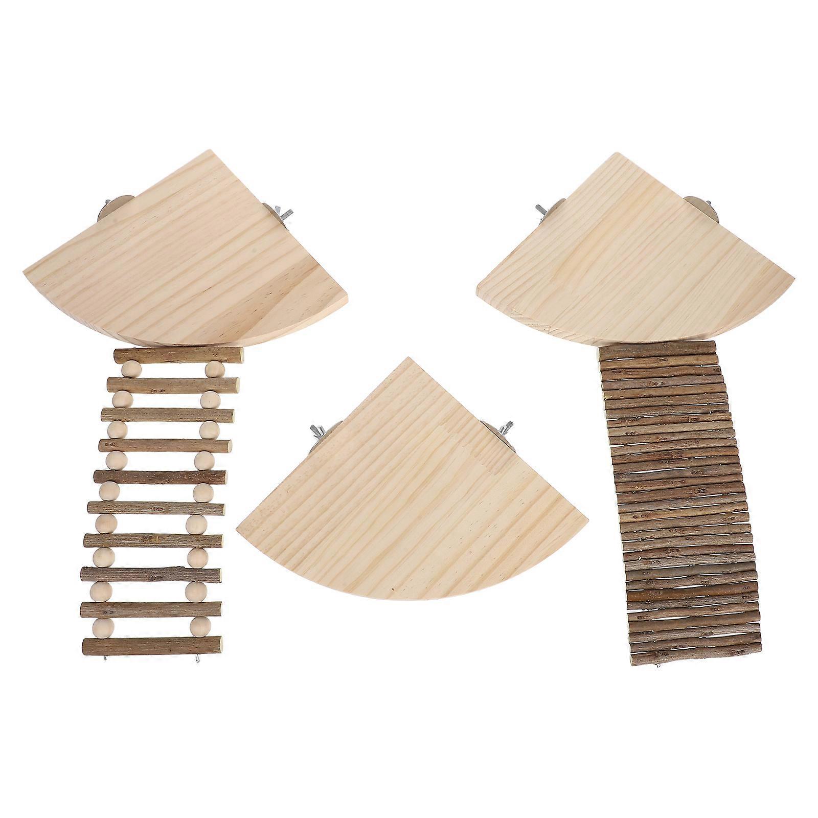 Wooden Hamster Platform with Ladder – Secure Climbing Structure for Small Pets, Gerbils, Guinea Pigs, and Dwarf Hamsters – Cage Play Space Enrichment